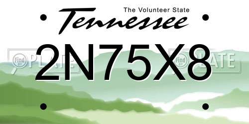 2N75X8 Tennessee License Plate