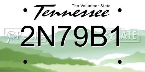 2N79B1 Tennessee License Plate