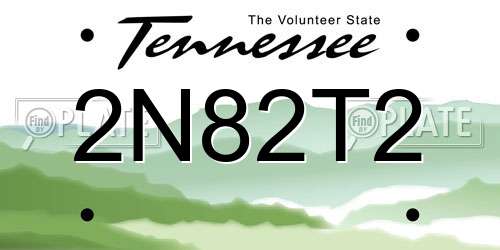 2N82T2 Tennessee License Plate