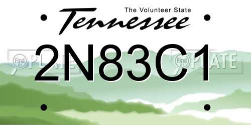 2N83C1 Tennessee License Plate