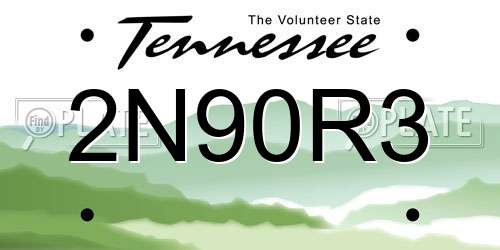 2N90R3 Tennessee License Plate