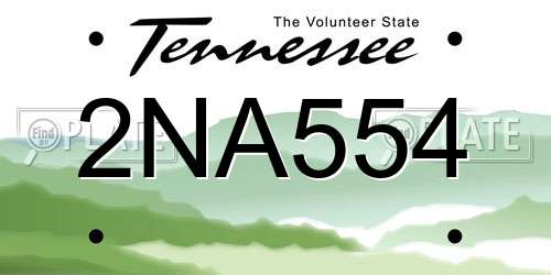 2NA554 Tennessee License Plate
