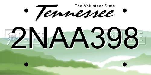 2NAA398 Tennessee License Plate
