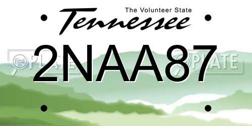 2NAA87 Tennessee License Plate