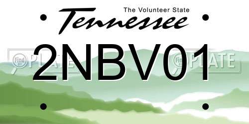 2NBV01 Tennessee License Plate