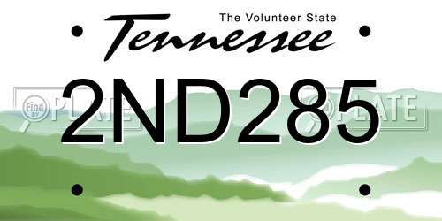 2ND285 Tennessee License Plate