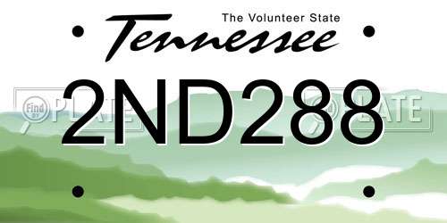 2ND288 Tennessee License Plate