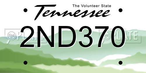2ND370 Tennessee License Plate