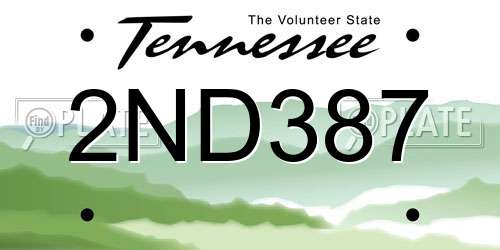2ND387 Tennessee License Plate