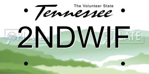 2NDWIF Tennessee License Plate