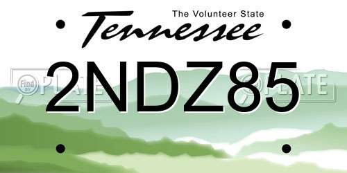 2NDZ85 Tennessee License Plate