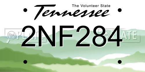 2NF284 Tennessee License Plate