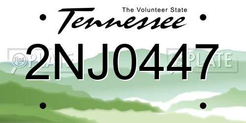 2NJ0447 Tennessee License Plate