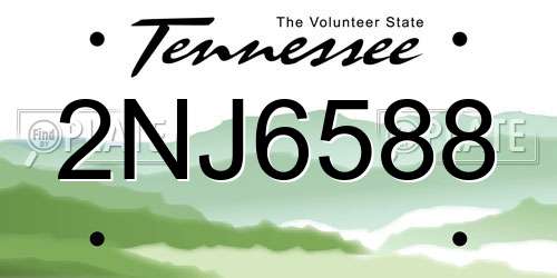 2NJ6588 Tennessee License Plate