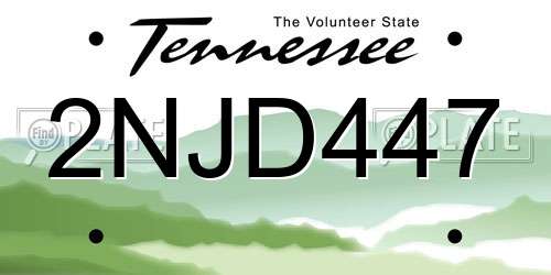 2NJD447 Tennessee License Plate