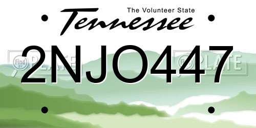 2NJO447 Tennessee License Plate