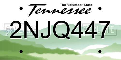 2NJQ447 Tennessee License Plate