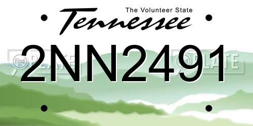 2NN2491 Tennessee License Plate