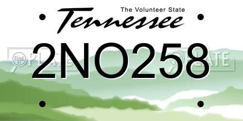 2NO258 Tennessee License Plate