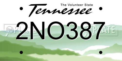 2NO387 Tennessee License Plate