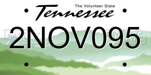 2NOV095 Tennessee License Plate