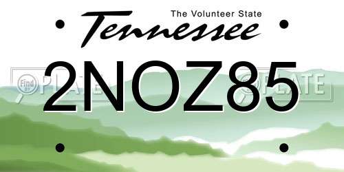 2NOZ85 Tennessee License Plate