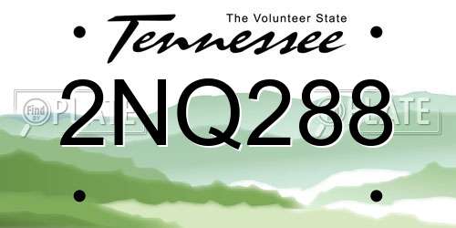 2NQ288 Tennessee License Plate