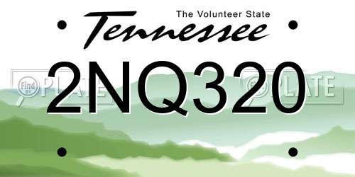 2NQ320 Tennessee License Plate