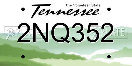 2NQ352 Tennessee License Plate