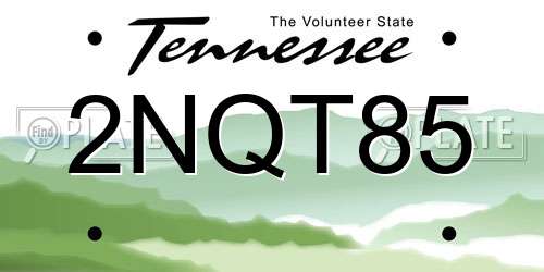 2NQT85 Tennessee License Plate