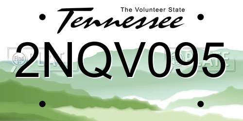 2NQV095 Tennessee License Plate