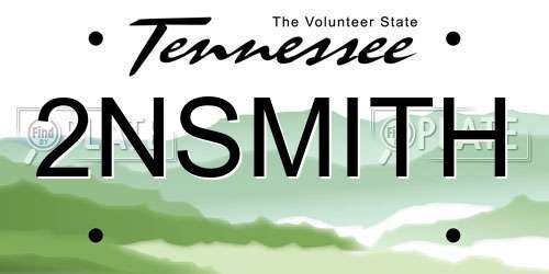 2NSMITH Tennessee License Plate