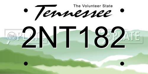 2NT182 Tennessee License Plate