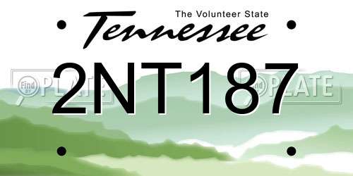 2NT187 Tennessee License Plate