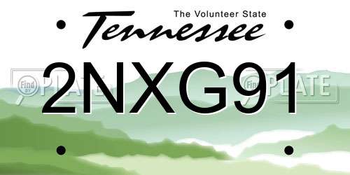 2NXG91 Tennessee License Plate