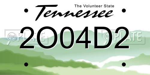 2O04D2 Tennessee License Plate