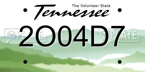 2O04D7 Tennessee License Plate