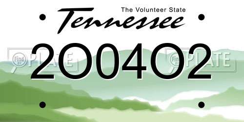 2O04O2 Tennessee License Plate