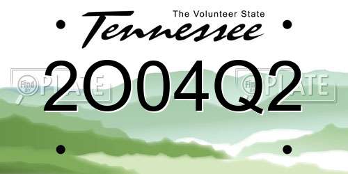 2O04Q2 Tennessee License Plate