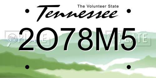 2O78M5 Tennessee License Plate