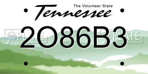 2O86B3 Tennessee License Plate