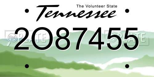 2O87455 Tennessee License Plate
