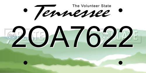 2OA7622 Tennessee License Plate