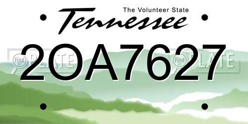 2OA7627 Tennessee License Plate