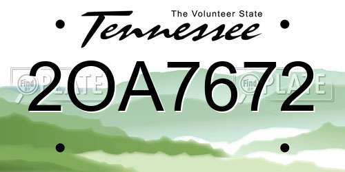2OA7672 Tennessee License Plate