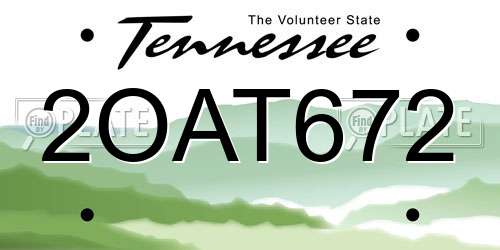 2OAT672 Tennessee License Plate