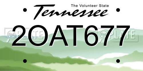 2OAT677 Tennessee License Plate