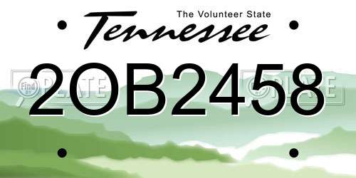 2OB2458 Tennessee License Plate