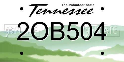 2OB504 Tennessee License Plate
