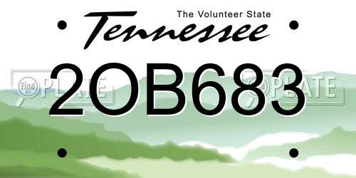 2OB683 Tennessee License Plate